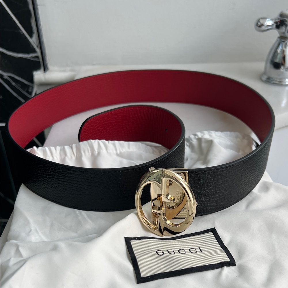 Gucci Black and Red Belt with Buckle - Picture 2 of 4